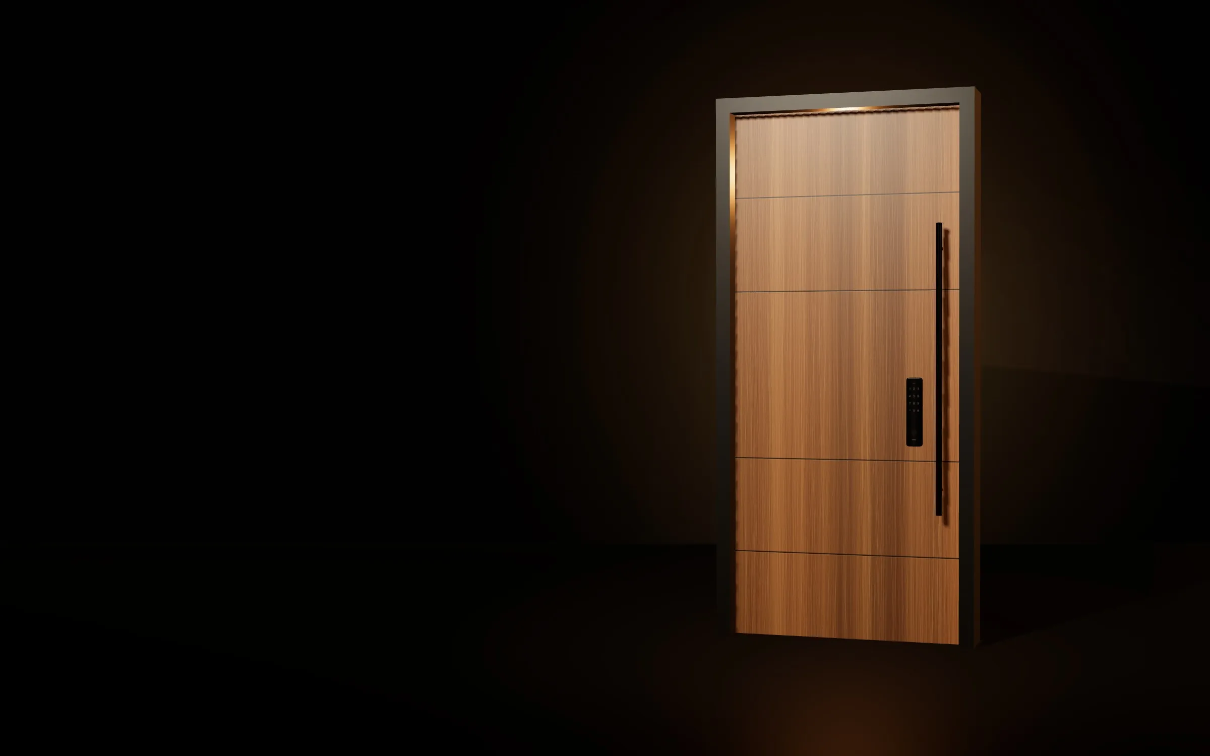 Porta 3D da Sampa Portas iluminada no escuro