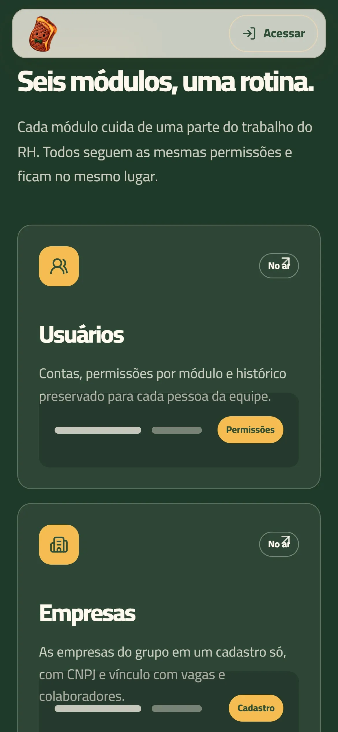 Módulos no celular