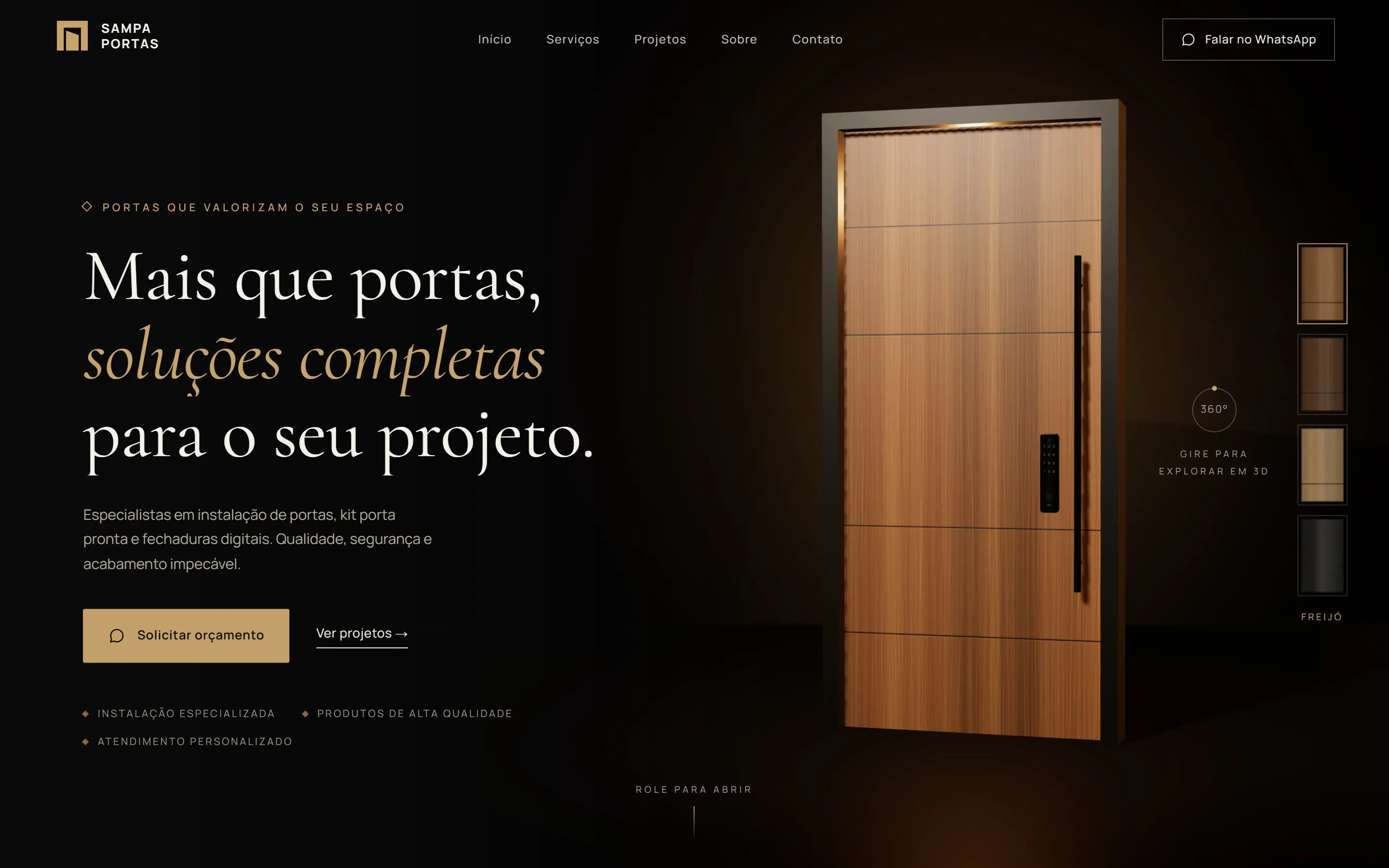 Hero do site com a porta 3D